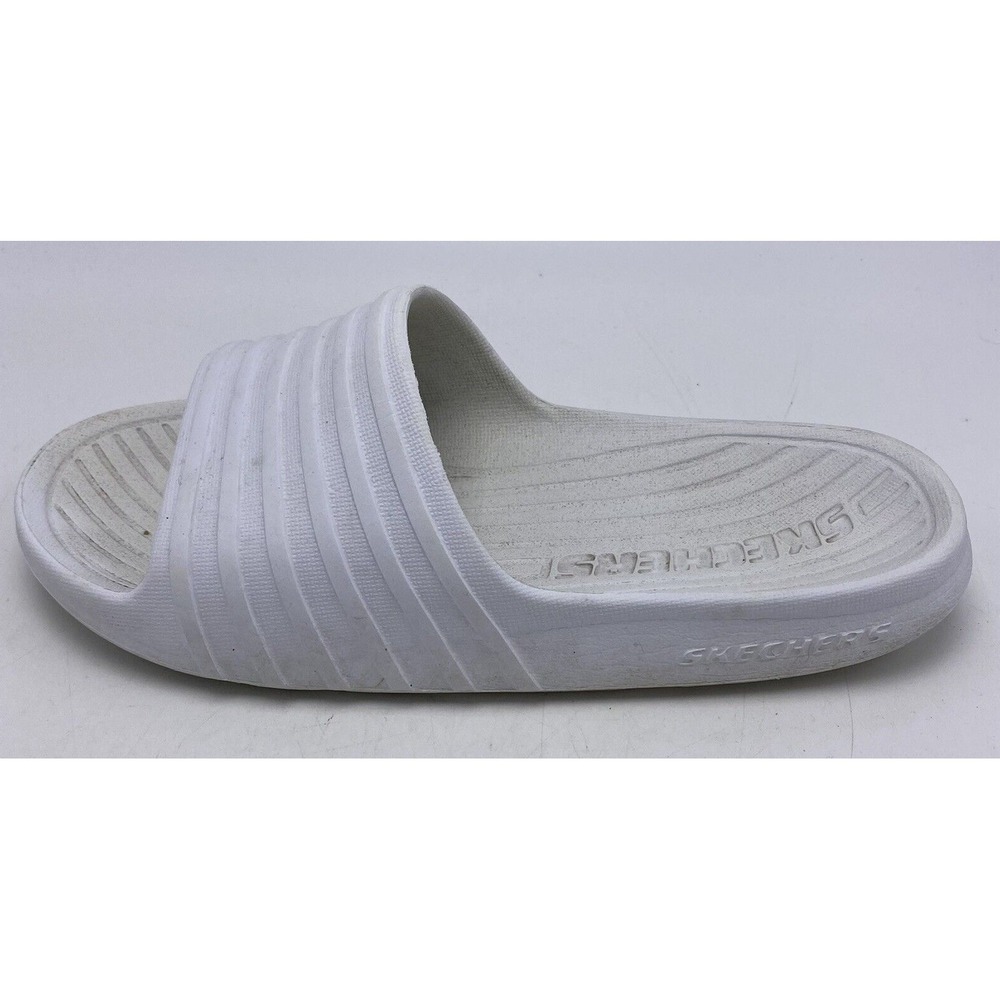 Skechers Slide Sandals Womens 6 Shore Comfort Striped Slip On White Pool Beach